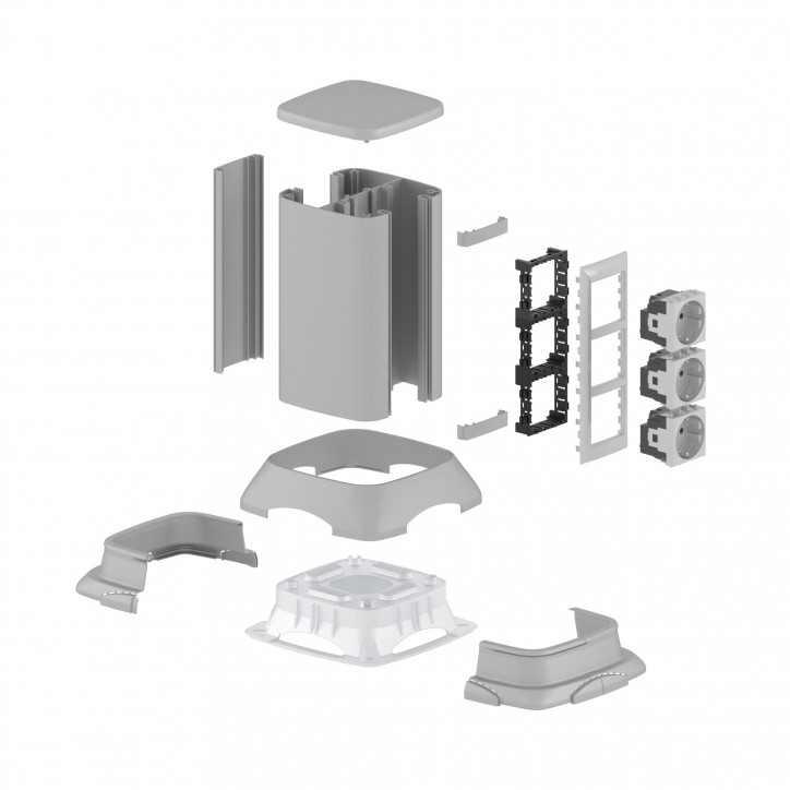 Миниколонна алюминиевая, 0.25м, цвет темно-серебристый металлик, RAL 9006, ДКС
