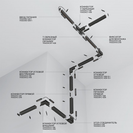 Шинопровод 3м Exility накладной/подвесной белый