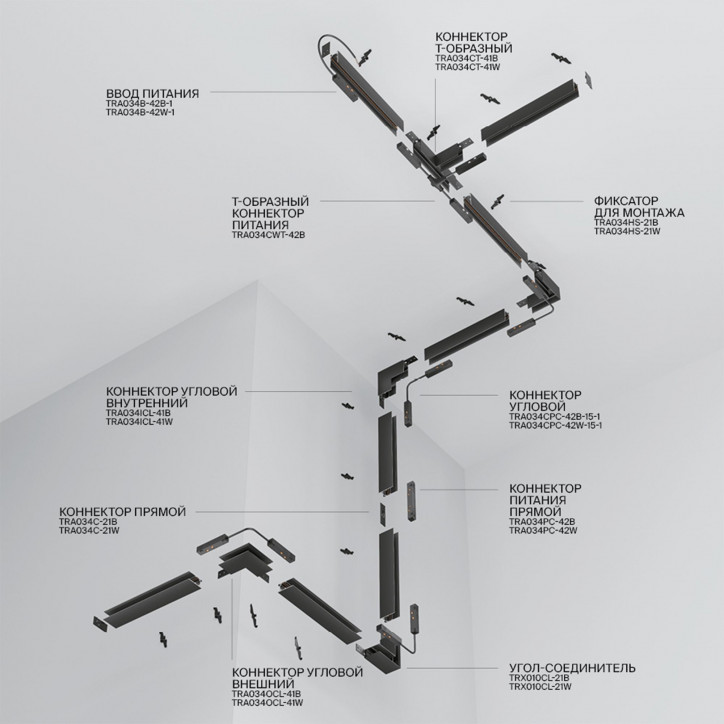 Шинопровод 3м Exility накладной/подвесной белый