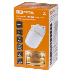 Светильник для бани сауны НПБ400-1 настенный, наклонный, IP54, 60Вт, E27, белый, основание керамика