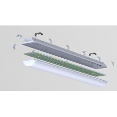 Светильник светодиодный CSVT SLIM 32 1262х124х85 CRI80 5000 milky IP65 II серый подвесной/накладной