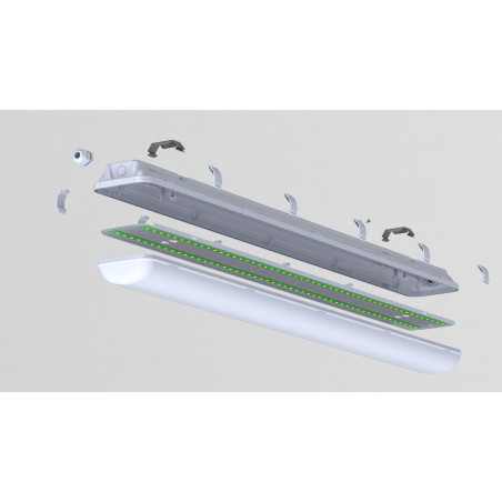 Светильник светодиодный CSVT SLIM 32 1262х124х85 CRI80 5000 milky IP65 II серый подвесной/накладной