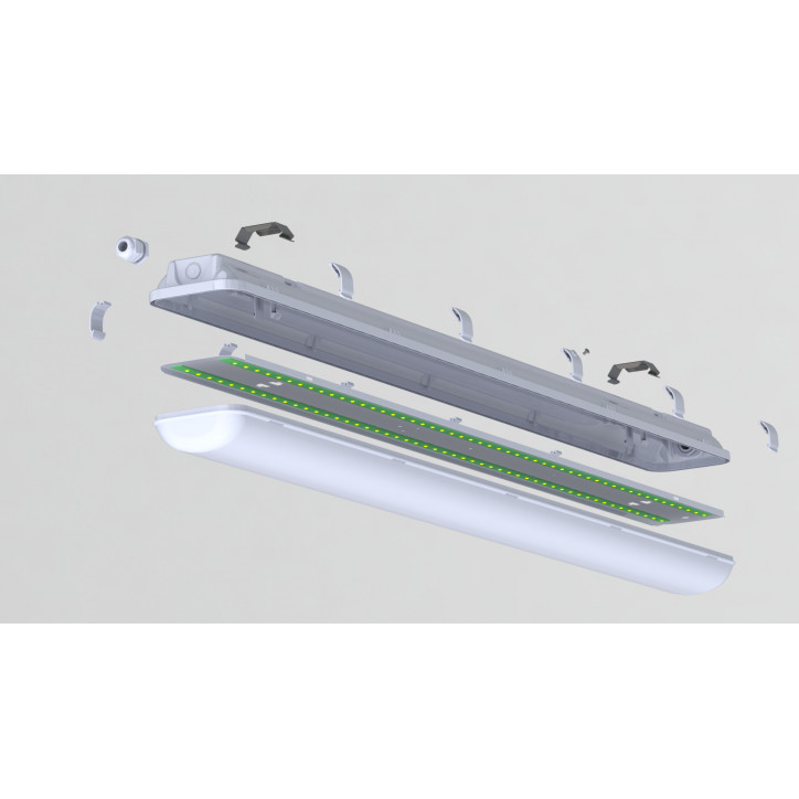 Светильник светодиодный CSVT SLIM 32 1262х124х85 CRI80 5000 milky IP65 II серый подвесной/накладной Светильник светодиодный CSVT SLIM 32 1262х124х85 CRI80 5000 milky IP65 II серый подвесной/накладной