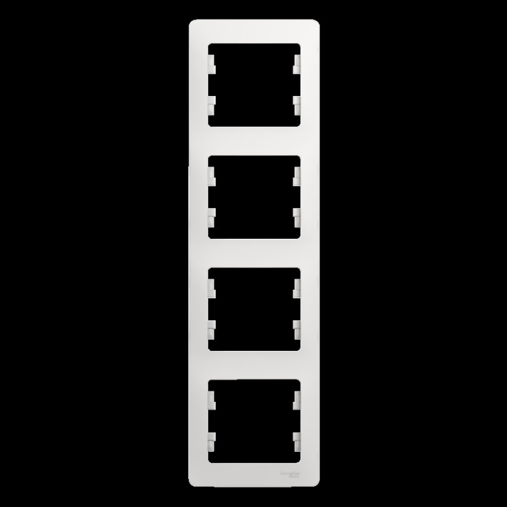 GLOSSA Рамка 4 поста вертикальная белый