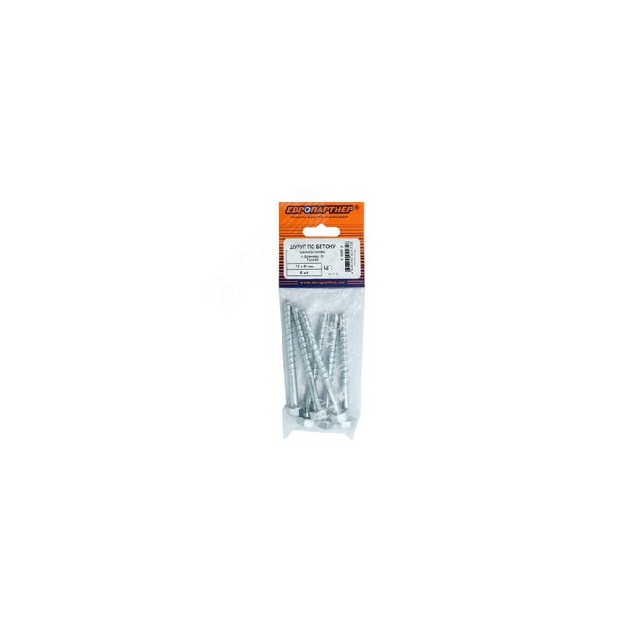 Шуруп по бетону HEX/TX40 ZN 7,5* 80 (6 шт.) Шуруп по бетону HEX/TX40 ZN 7,5* 80 (6 шт.)