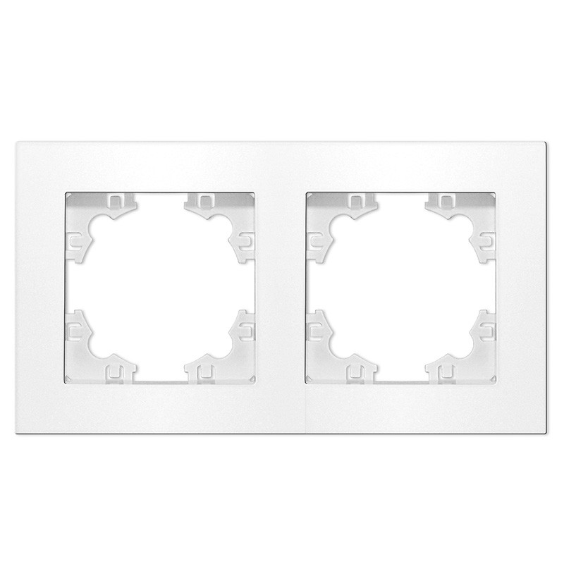 Рамка двухместная горизонтальная Афина белая (еврослот)