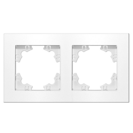 Рамка двухместная горизонтальная Афина белая (еврослот)