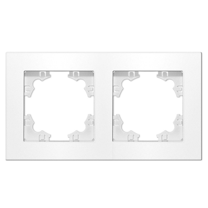 Рамка двухместная горизонтальная Афина белая (еврослот)