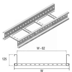 Кабельный лоток лестничного типа серии MEDIUM HEAVY, высота - 125 мм, ширина - 518 мм, длина - 3000 мм, толщина - 1,5 мм, кратно