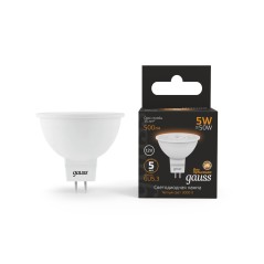 Лампа светодиодная LED 5 Вт 500 лм 3000К софит MR16 теплый GU5.3 AC/DC 12В низковольтная Black Gauss