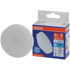 Лампа светодиодная LED 8Вт GX53 6500К 640Лм спот 220В (замена 60Вт) OSRAM