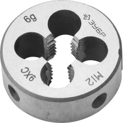 Плашка М12x1.75мм, сталь 9ХС, круглая ручная