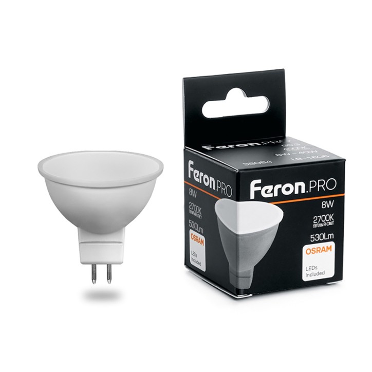 Лампа светодиодная LED 8вт 230в GU5.3 теплый Feron.PRO Лампа светодиодная LED 8вт 230в GU5.3 теплый Feron.PRO
