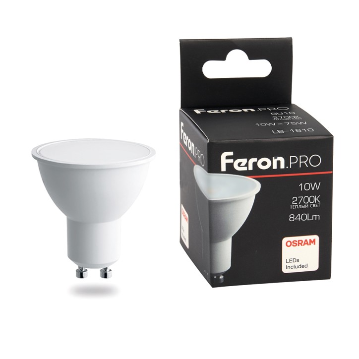 Лампа светодиодная LED 10вт 230в GU10 теплый Feron.PRO Лампа светодиодная LED 10вт 230в GU10 теплый Feron.PRO
