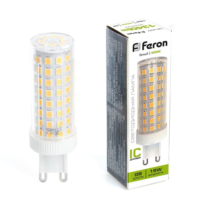 Лампа светодиодная LED 15вт 230в G9 белый капсульная Лампа светодиодная LED 15вт 230в G9 белый капсульная