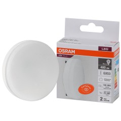 Лампа светодиодная OSRAM LED Value GX, 480лм, 6Вт (замена 50Вт), 4000К (нейтральный белый свет). Цоколь GX53, колба GX, угол пуч