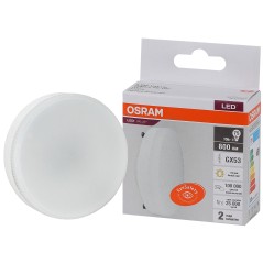 Лампа светодиодная LED 10 Вт GX53 3000К 800Лм таблетка 220 В (замена 75Вт) OSRAM
