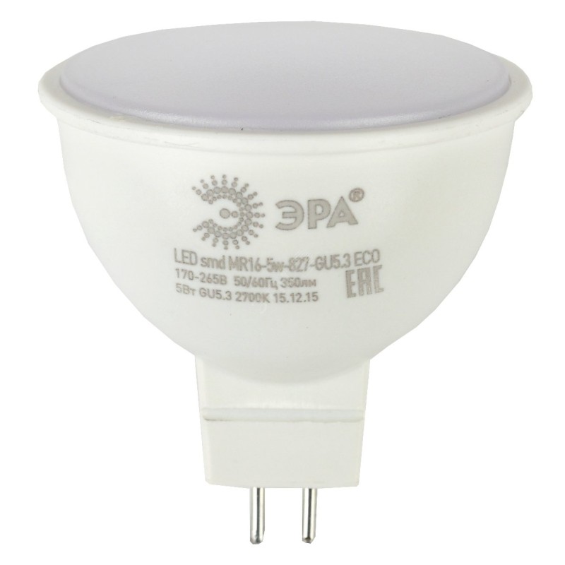 LED лампа ECOMR16-5W-827-GU5.3 (диод, софит, 5Вт, тепл, GU5.3)