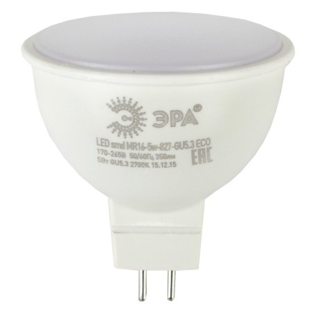 LED лампа ECOMR16-5W-827-GU5.3 (диод, софит, 5Вт, тепл, GU5.3)