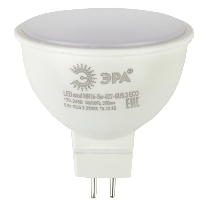 LED лампа ECOMR16-5W-827-GU5.3 (диод, софит, 5Вт, тепл, GU5.3)