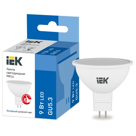 Лампа LED MR16 софит 9Вт 230В 6500К GU5.3 IEK