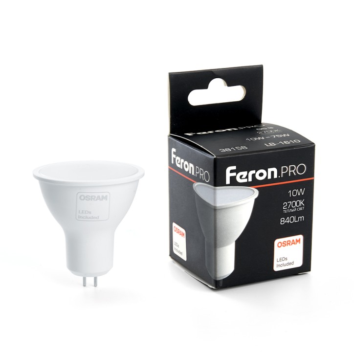 Лампа светодиодная LED 10вт 230в GU5.3 теплый Feron.PRO Лампа светодиодная LED 10вт 230в GU5.3 теплый Feron.PRO