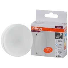 Лампа светодиодная OSRAM LED Value GX, 640лм, 8Вт (замена 60Вт), 6500К (холодный белый свет). Цоколь GX53, колба GX, угол пучка 