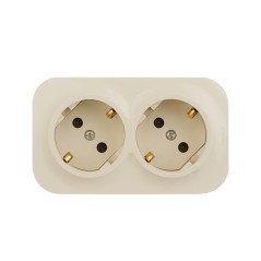 Quteo розетка двойная с заземлением с защитными шторками - 16 A - 250 В IP 20 - Слоновая кость