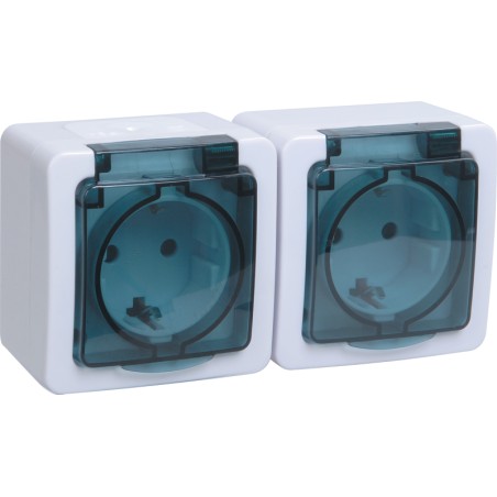 Гермес PLUS Розетка двойная наружная с заземлением с крышкой IP54