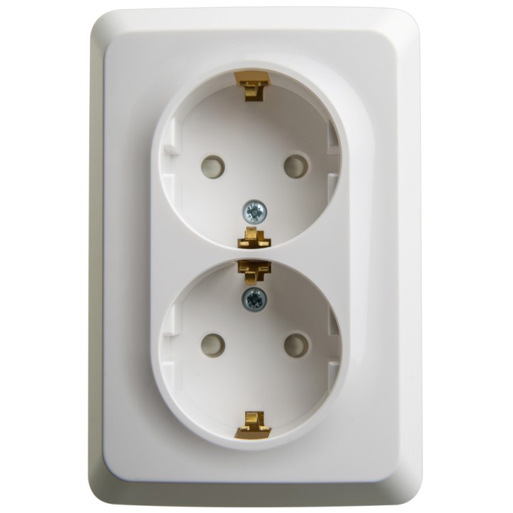 ЭТЮД Розетка угловая двойная наружная с заземлением со шторками 16А 250B белый ЭТЮД Розетка угловая двойная наружная с заземлением со шторками 16А 250B белый