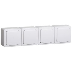 Гермес PLUS Розетка четырехместная наружная белая IP54