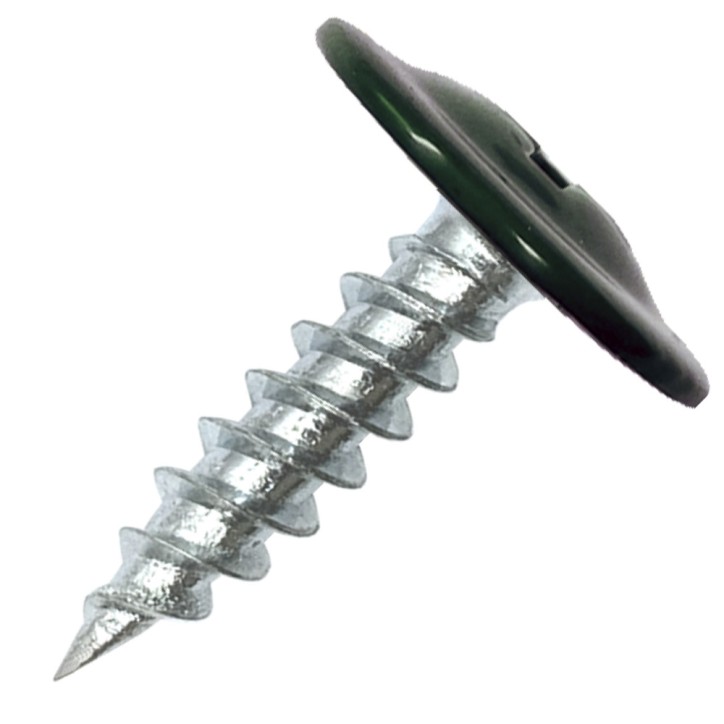 Саморез металл/металл 4.2х16 пресс-шайба острый RAL6005 Саморез металл/металл 4.2х16 пресс-шайба острый RAL6005