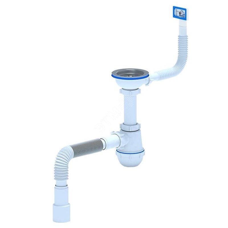 Сифон для мойки АНИ Грот 3 1/2'X40 с гибким переливом мойки и гибкой трубой 40х40/50