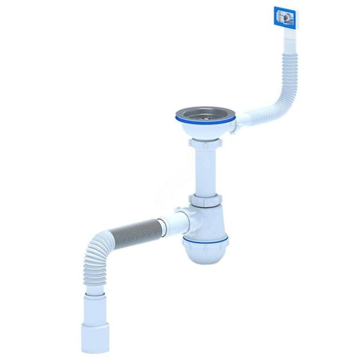 Сифон для мойки АНИ Грот 3 1/2'X40 с гибким переливом мойки и гибкой трубой 40х40/50