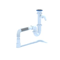 Сифон для мойки АНИ 1 1/2'X40 прямоточный с отводом для стиральной машины с гибкой трубой 40х40/50