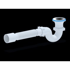 Сифон для душевого поддона АНИ 1 1/2'x40 с выпуском и переливом с гибкой трубой 40х50