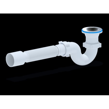 Сифон для душевого поддона АНИ 1 1/2'x40 с выпуском и переливом с гибкой трубой 40х50