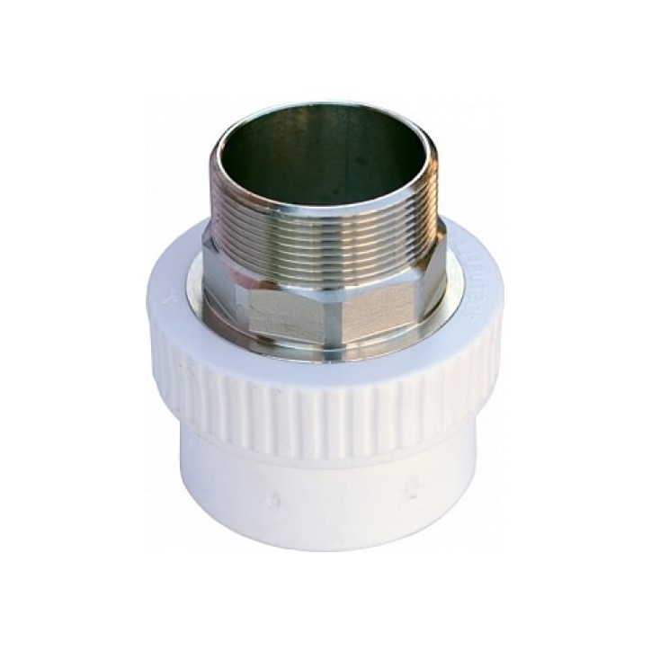 Муфта комбинированная 40x1 1/4' НР под ключ полипропиленовая PPR белая