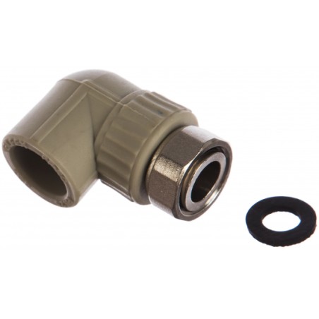 Угольник 20x1/2' с накидной гайкой, полипропиленовый, белый