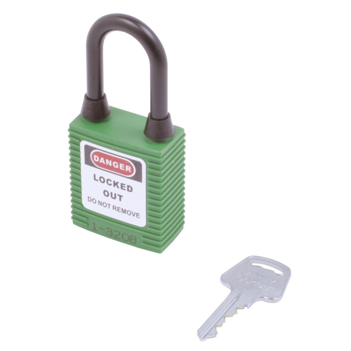 Замок безопасности навесной нейлоновая дужка BD-G14DP Green Замок безопасности навесной нейлоновая дужка BD-G14DP Green