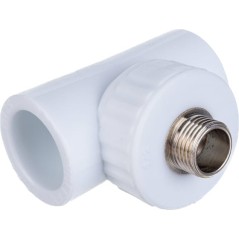 Тройник комбинированный НР 20x1/2'x20 полипропиленовый PPR белый