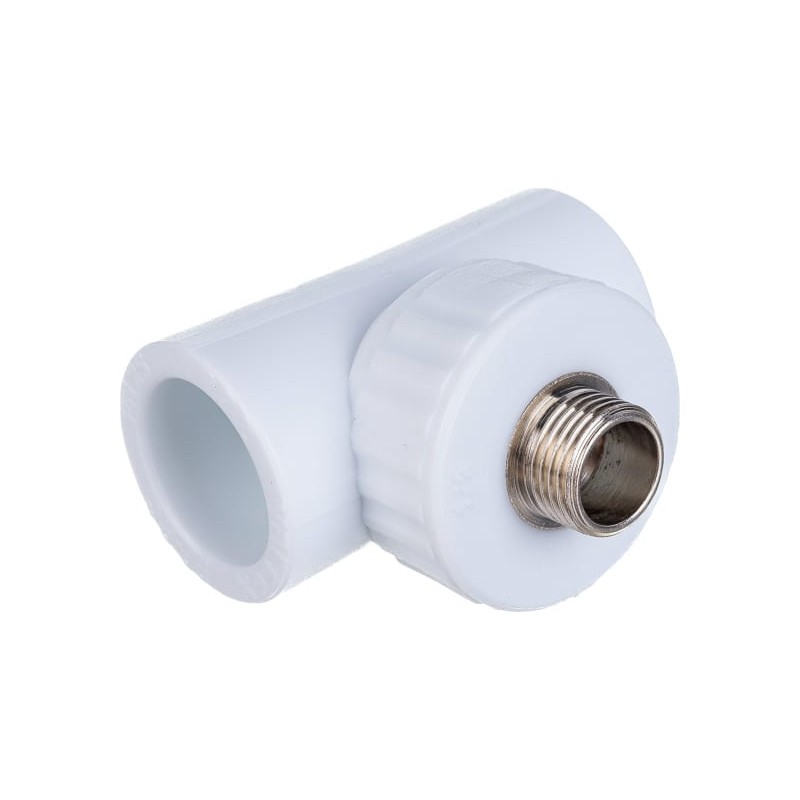 Тройник комбинированный НР 20x1/2'x20 полипропиленовый PPR белый