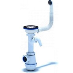 Сифон для мойки АНИ Грот 3 1/2'X40 c круглым пе еливом и отводом для стиральной машины с гибкой труб