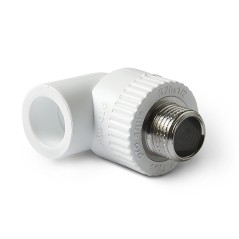Угольник 20x1/2' НР комбинированный, полипропиленовый, белый