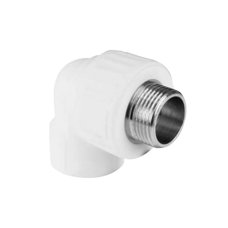 Угольник 25x3/4' НР комбинированный, полипропиленовый, белый