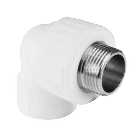 Угольник 25x3/4' НР комбинированный, полипропиленовый, белый