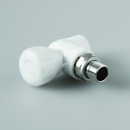 Кран шаровой 25x3/4' угловой для радиатора полипропиленовый PPR белый