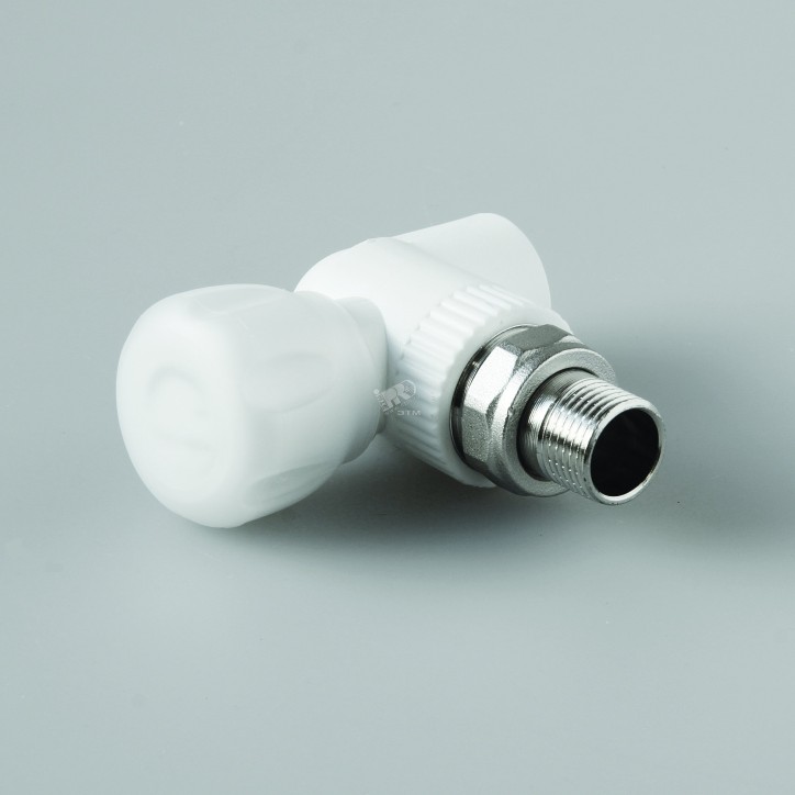 Кран шаровой 25x3/4' угловой для радиатора полипропиленовый PPR белый