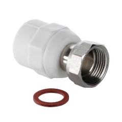 Муфта с накидной гайкой 20x3/4' полипропиленовая PPR белая