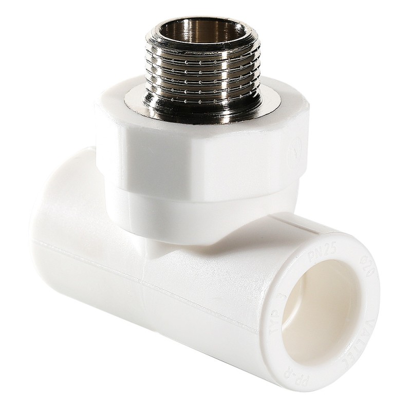 Тройник комбинированный 25x1/2' НР полипропиленовый PPR белый